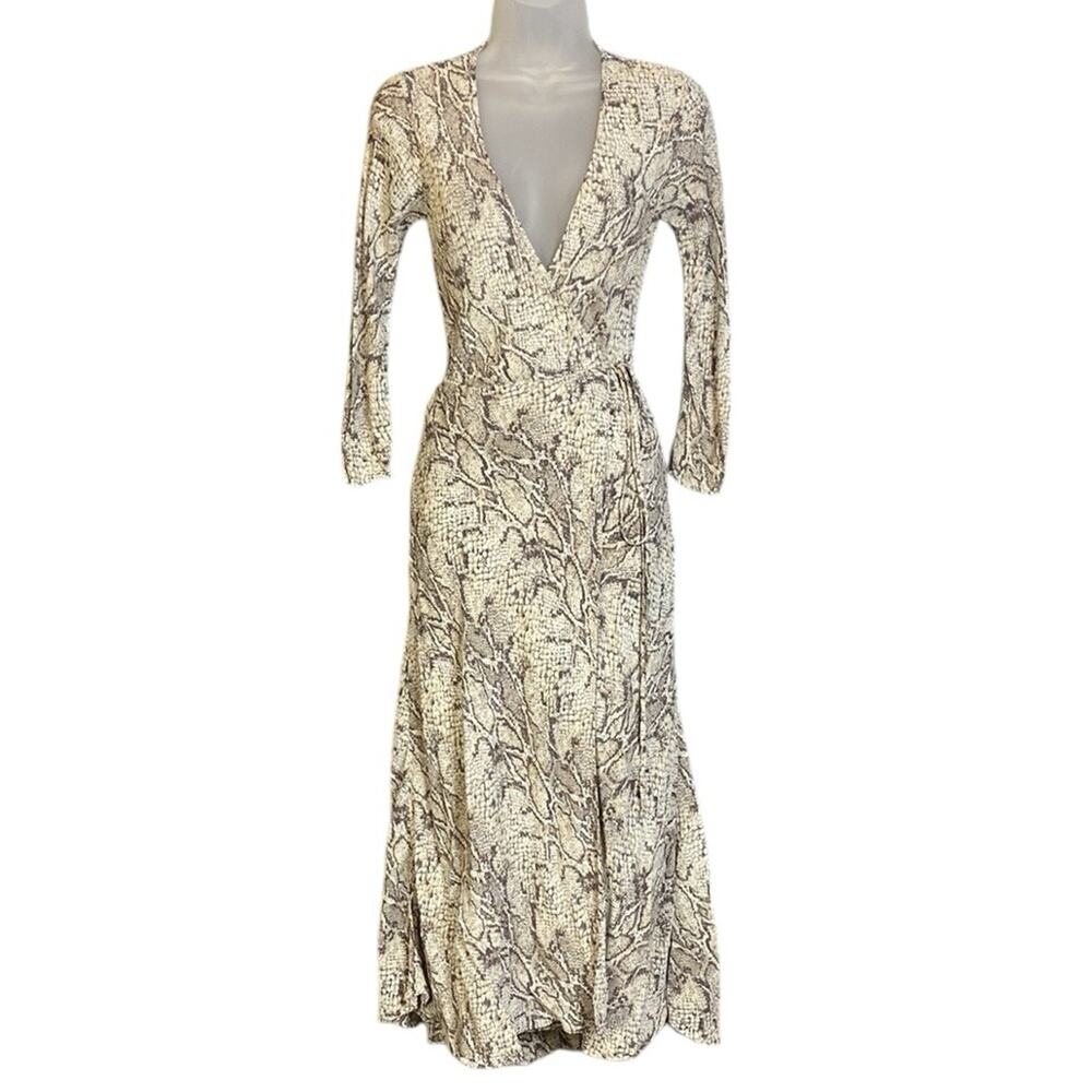 Reformation Jaz Python Snakeskin Print Wrap V-Nec… - image 2